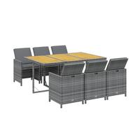 vidaXL - Muebles de cena de jardín y cojines 7 unids muebles de comedor mesa y sillas de comedor terraza patio al aire libre resina trenzada gris