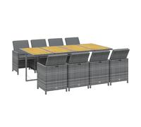 vidaXL - Muebles de cena de jardín y cojines 9 unids muebles de comedor mesa y sillas de comedor terraza patio al aire libre resina trenzada gris