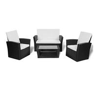 vidaXL Muebles de Jardín 10 Piezas Ratán Sintético Negro Mobiliario de Patio