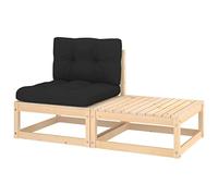 vidaXL Muebles de Jardín 2 Piezas Cojines Mobiliario Exterior Patio Terraza Hogar Sofá Silla Mesa Asiento Suave Robusto Madera de Pino