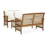 vidaXL Muebles de Jardín 3 Piezas Muebles Exterior Hogar Cocina Terraza Mesa Silla Asiento Suave con Respaldo con Cojines Madera Maciza de Acacia