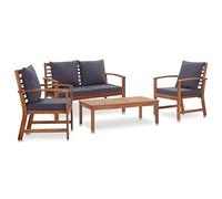 vidaXL Muebles de Jardín 4 Piezas con Cojines Mobiliario Muebles Terraza Decoración Casa Hogar Bricolaje Balcón Sillas Mesas Madera Acacia Maciza