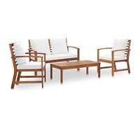 vidaXL Muebles de Jardín 4 Piezas con Cojines Mobiliario Muebles Terraza Decoración Casa Hogar Bricolaje Balcón Sillas Mesas Madera Acacia Maciza