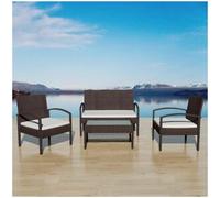 vidaxl Muebles de jardín 4 piezas con cojines ratán sintético marrón