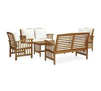 vidaXL Muebles de Jardín 5 Piezas Mobiliario Exterior Hogar Cocina Terraza Mesa Silla Asiento Suave con Respaldo con Cojines Madera Maciza de Acacia
