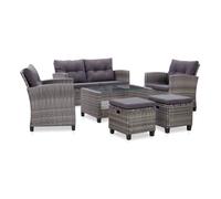 Vidaxl muebles de jardín 6 pzas y cojines ratán sintético gris oscuro