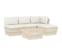 vidaXL Muebles de Jardín de Palets 5 Piezas y Cojines Mobiliario Exterior Hogar Cocina Terraza Mesa Asiento Silla Suave Respaldo Madera de Abeto