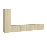 vidaXL Muebles de Pared de TV 3 Piezas Soporte Mobiliario Aparador Estante Salón Sala de Estar Dormitorio Decoración Contrachapada Color Roble Sonoma