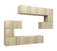 vidaXL Muebles de Pared de TV 8 Piezas Soporte Mobiliario Aparador Estante Salón Sala de Estar Dormitorio Decoración Contrachapada Color Roble Sonoma