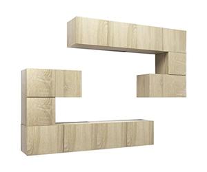 vidaXL Muebles de Pared de TV 8 Piezas Soporte Mobiliario Aparador Estante Salón Sala de Estar Dormitorio Decoración Contrachapada Color Roble Sonoma