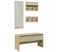 vidaXL Muebles de recibidor 4 Piezas Madera de ingeniería Roble Sonoma, Mueble de Pasillo, Mueble de almacenaje de Pasillo, almacenaje de Pasillo