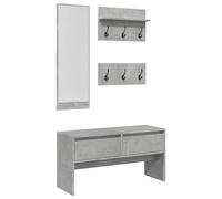 vidaXL Muebles de recibidor 4 pzas Madera de ingeniería Gris hormigón, Mueble de Pasillo, Mueble de almacenaje de Pasillo, almacenaje de Pasillo