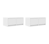 vidaXL Muebles de TV 2 uds Blanco 60x31x25,5 cm Madera de ingeniería, Banco de TV, Mueble de Alta fidelidad, Centro de Entretenimiento, aparador de TV
