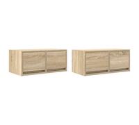 vidaXL Muebles de TV 2 uds Madera ingeniería Roble Sonoma 60x31x25,5cm, Banco de TV, Mueble de Alta fidelidad, Centro de Entretenimiento