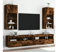 vidaXL Muebles de TV con Luces LED 2 uds, Armarios Consolas Flotantes con Almacenaje, Soportes de Televisión, Aparadores para Salón