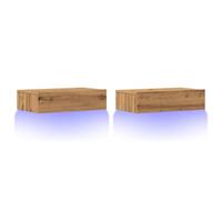vidaXL Muebles de TV con Luces LED 2 uds Roble Artisan 60x35x15,5 cm, Soporte de TV, aparador de TV, Mueble HiFi, Banco de TV, Armario Soporte de TV