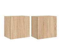 vidaXL Muebles de TV de Pared 2 uds, Armarios de Almacenaje, Estanterías Flotantes, Muebles Colgantes para Salón, Madera Roble Sonoma