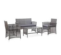vidaXL Muebles Jardín 4 Piezas y Cojines PatioTerraza Sofá Mesa Tablero Comedor Aire Libre Conjunto Casas Ratán Sintético Gris Antracita
