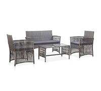vidaXL Muebles Jardín 4 Piezas y Cojines PatioTerraza Sofá Mesa Tablero Comedor Aire Libre Conjunto Casas Ratán Sintético Gris Antracita