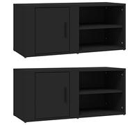 vidaXL Muebles para TV 2 uds Madera contrachapada Negro 80x31,5x36 cm