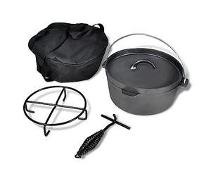 vidaXL Olla Holandesa y Accesorios Portátil 4,2L Hierro Fundido Negro Cacerola
