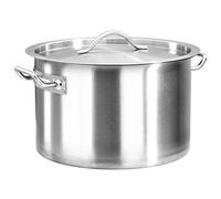 vidaXL Olla Marmita Cazuela con Tapa Utensilio Cacerolas de Cocina Hacer Sopas Estofados y Salsas Cocción Lenta de Acero Inoxidable 24 L 36x24 cm
