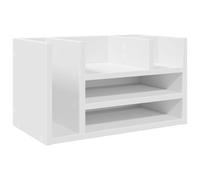 vidaXL Organizador escritorio madera ingeniería blanco 44,5x24x25 cm, almacenamiento de escritorio, organizador de papelería, estante de almacenamiento de escritorio