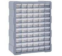 vidaXL Organizador Multi-Cajones, 60 Cajones, Gris, Plástico PP, Almacenamiento de Herramientas y Manualidades, Armario de Pared para Tornillos, Clavos, Perno y Piezas Pequeñas