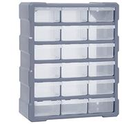 vidaXL Organizador Multicajones con 18 Cajones Intermedios Herramientas Taller Armario Pared Caja de Manualidades Artesanía Costura Clavos 38x16x47 cm