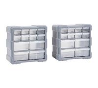 vidaXL 2X Organizadores Multicajones con 12 Cajones Herramienta Armario Pared Almacenamiento Taller Caja Manualidades Artesanía Costura 26,5x16x26 cm