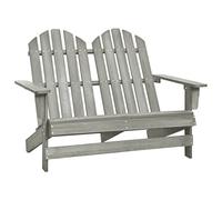 vidaXL Otomana Adirondack de Jardín 2 Plazas Asiento Sillón Oscilante Columpio Patio Terraza Balcón Exterior Tumbona Muebles Gris Madera de Abeto
