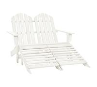 vidaXL Otomana Adirondack de Jardín 2 Plazas Asiento Sillón Oscilante Columpio Patio Terraza Balcón Exterior Tumbona Muebles Blanco Madera de Abeto