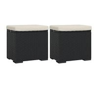 vidaXL Otomana con Cojines 2 uds Negro 40x30x40 cm ratán sintético