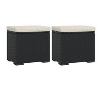 vidaXL Otomana con Cojines 2 uds Negro 40x30x40 cm ratán sintético