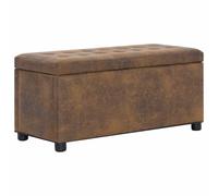 vidaXL Otomana de Almacenaje Piel de Ante Sintética Mobiliario Accesorios Almacenamiento Asientos Casa Hogar Cómoda Práctica Amplia Marrón 87.5cm