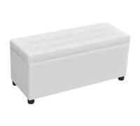 vidaXL Otomana de Almacenamiento Tapizada de Cuero Artificial Blanco Taburete