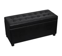 vidaXL Otomana de Almacenamiento Tapizada en Cuero Artificial Negro Taburete