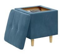 vidaXL Otomano de Almacenamiento Azul 40 x 40 x 45 cm Terciopelo, Otómano Moderno y Elegante, Asiento Acolchado, Acento Funcional para Sala, Mueble de Entrada, decoración Minimalista