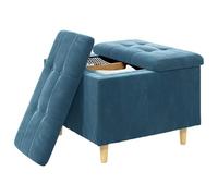 vidaXL Taburete con cojín Azul 60 x 60 x 45 cm Terciopelo, Otoman Moderno, Duradero, Asiento Funcional, Mueble multipropósito, decoración Minimalista, Acento en Sala o Dormitorio
