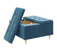 vidaXL Otomano de Almacenamiento Azul 80 x 80 x 45 cm Terciopelo, Otómano Moderno y Elegante, Asiento Acolchado, Acento Funcional para Sala, Mueble de Entrada, decoración Minimalista