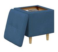 vidaXL Otomano de Almacenamiento con cojín Azul 40 x 40 x 45 cm Tela, Otómano Moderno y Elegante, Asiento Acolchado, Acento Funcional para Sala, Mueble de Entrada, decoración Minimalista