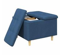 vidaXL Otomano de Almacenamiento con cojín Azul 60 x 60 x 45 cm Tela, Otómano Moderno y Elegante, Asiento Acolchado, Acento Funcional para Sala, Mueble de Entrada, decoración Minimalista