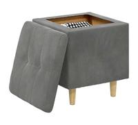 vidaXL Otomano de Almacenamiento con cojín Gris Oscuro Terciopelo, Otómano Moderno y Elegante, Asiento Acolchado, Acento Funcional para Sala, Mueble de Entrada, decoración Minimalista