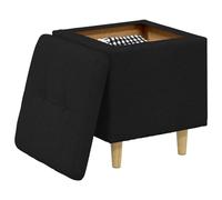 vidaXL Otomano de Almacenamiento con cojín Negro 40 x 40 x 45 cm Tela, Otómano Moderno y Elegante, Asiento Acolchado, Acento Funcional para Sala, Mueble de Entrada, decoración Minimalista