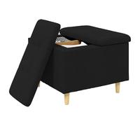 vidaXL Otomano de Almacenamiento con cojín Negro 60 x 60 x 45 cm Tela, Otómano Moderno y Elegante, Asiento Acolchado, Acento Funcional para Sala, Mueble de Entrada, decoración Minimalista