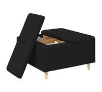 vidaXL Otomano de Almacenamiento con cojín Negro 80 x 80 x 45 cm Tela, Otómano Moderno y Elegante, Asiento Acolchado, Acento Funcional para Sala, Mueble de Entrada, decoración Minimalista