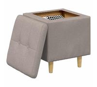 vidaXL Otomano de Almacenamiento con cojín Taupé 40 x 40 x 45 cm Tela, Otómano Moderno y Elegante, Asiento Acolchado, Acento Funcional para Sala, Mueble de Entrada, decoración Minimalista