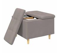 vidaXL Otomano de Almacenamiento con cojín Taupé 60 x 60 x 45 cm Tela, Otómano Moderno y Elegante, Asiento Acolchado, Acento Funcional para Sala, Mueble de Entrada, decoración Minimalista