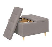 vidaXL Otomano de Almacenamiento con cojín Taupé 80 x 80 x 45 cm Tela, Otómano Moderno y Elegante, Asiento Acolchado, Acento Funcional para Sala, Mueble de Entrada, decoración Minimalista