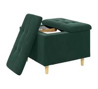 vidaXL Taburete con cojín Verde Oscuro 60 x 60 x 45 cm Terciopelo, Otoman Moderno, Duradero, Asiento Funcional, Mueble multipropósito, decoración Minimalista, Acento en Sala o Dormitorio